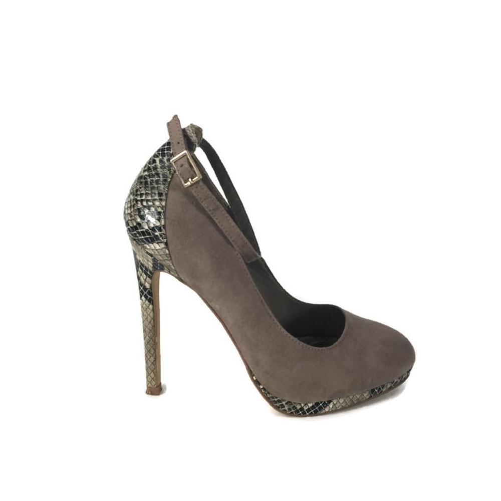 Eva & Zoe Selena Ankle Strap Heels Snake Skin Sz 7